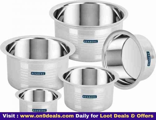Renberg Steelix Tope Cookware Set(Stainless Steel, 5 - Piece)