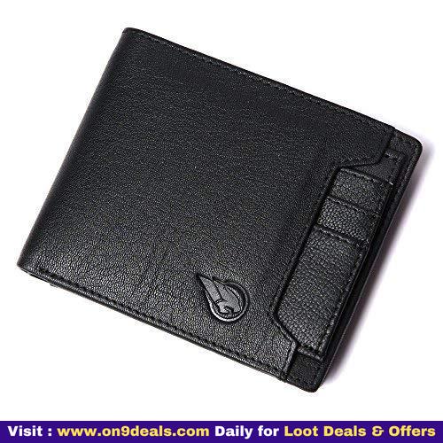 RUGE Genuine Leather RFID Blocking Black Colour Wallet for Men