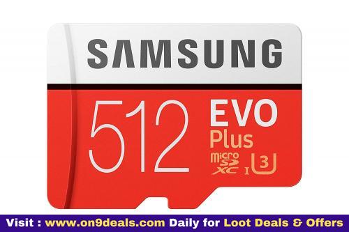 Samsung EVO Plus 512GB microSDXC UHS-I U3 100MB/s Memory Card with Adapter