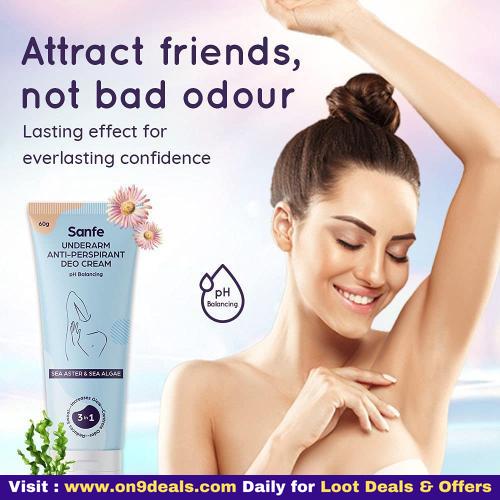 Sanfe Anti-Perspirant & Odour Balancing Deo Cream for Women - 60g with Sea Aster and Green SeaWeed
