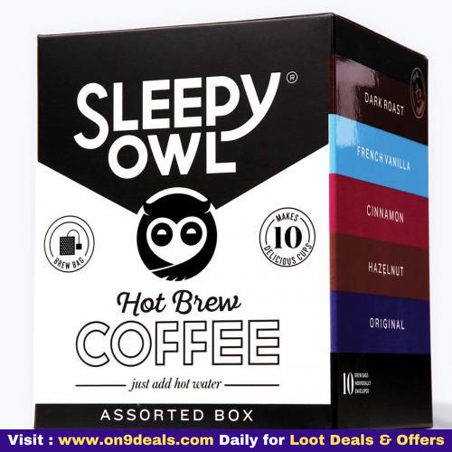 Sleepy Owl Coffee Assorted Hot Brew Bags | | 5 Flavours | Set of 10 Bags - Makes 10 Cups