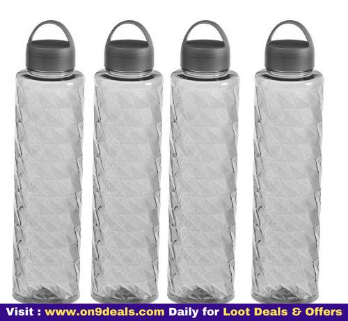 Steelo Jewel Plastic Water Bottle, 1 Litre, Set of 4