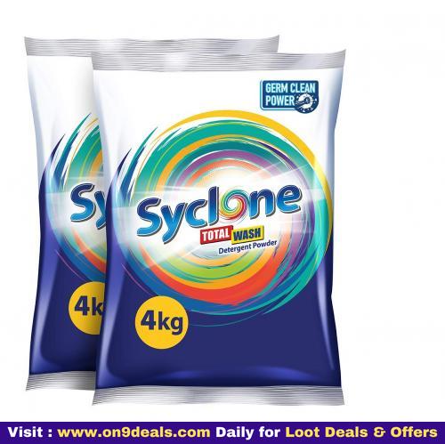 Syclone Total Wash Detergent Powder With Germ Clean Power - 4Kg + 4Kg
