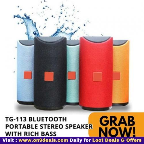 TG-113 Bluetooth Portable Stereo Speaker with Rich Bass | Built-in Mic for All Smartphone