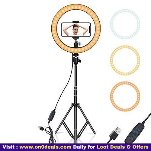 VKB 12 Inch Selfie LED Ring Light with 360 Cell Phone Holder and 7.5 Foot Fold able Tripod Stand for Camera, Smartphone, Video Shooting, Makeup, Studio, Photography