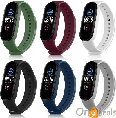 Waylon Band Strap For Mi Band 5 And Mi Band 6 Wristband Soft Silicone Strap (Combo, Pack Of 6)