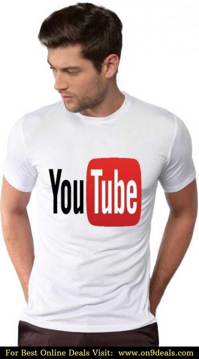 YFB  YouTube Printed Men Round Neck White T-Shirt