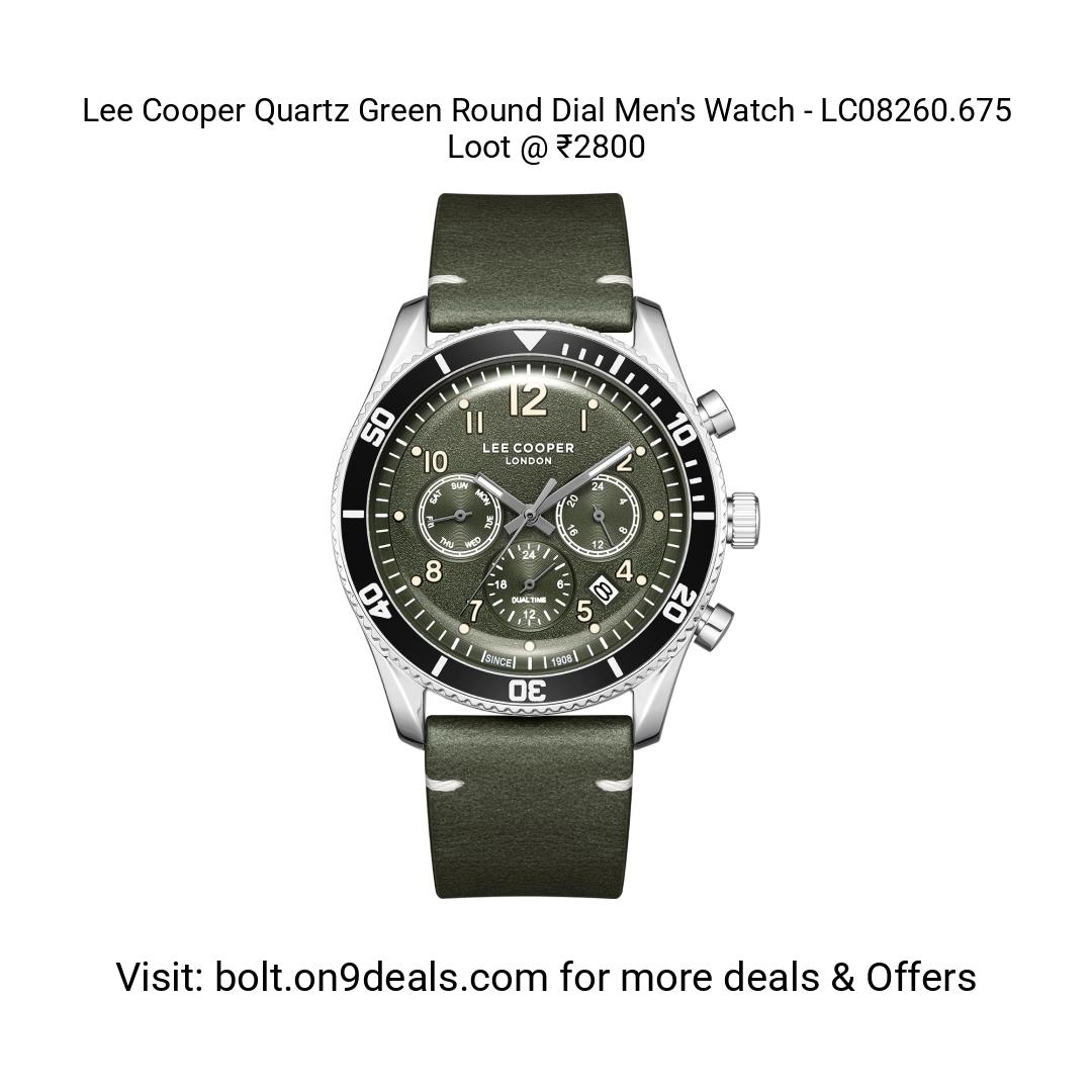 Lee Cooper Quartz Green Round Dial Men's Watch - LC08260.675 
https://amzn.clnk.in/oVsh
Loot @ ₹2800