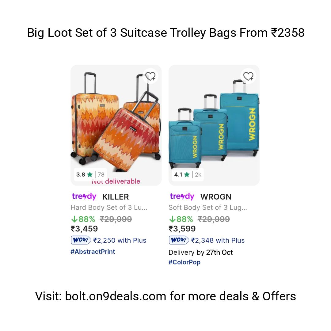 Big Loot Set of 3 Suitcase Trolley Bags From ₹2358
https://fktr.in/ekt6sCb