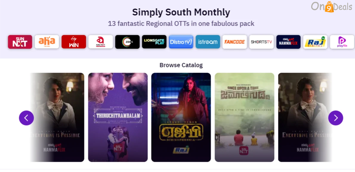 Simply South Monthly Pack at Just Rs.49 for 13 OTTs