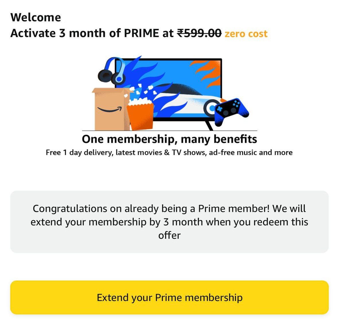Free Prime Membership for 3 Months