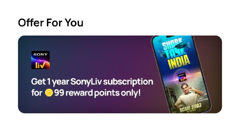Big Loot Sony Liv 1 Year Subscription for Rs.9 for One Card Credit Card Users
