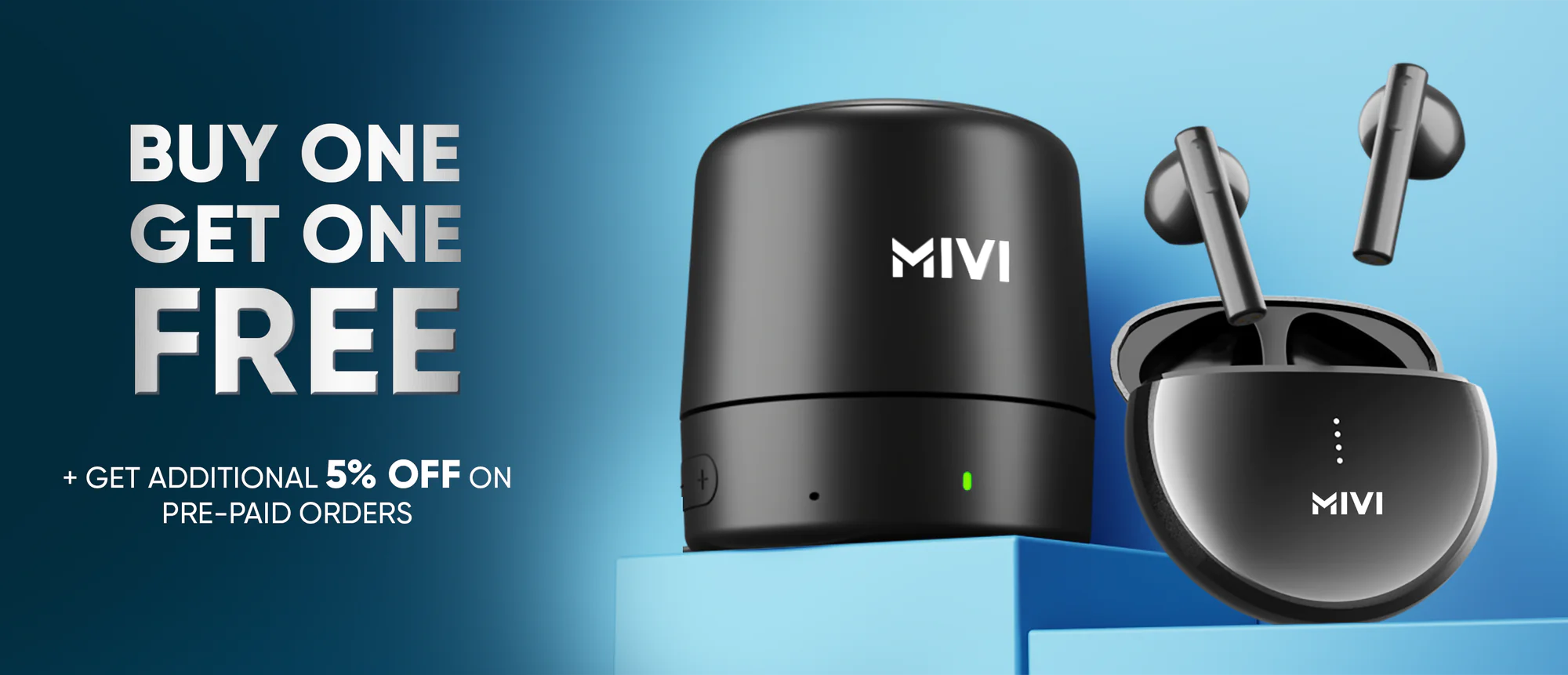 Mivi Buy 1 Get 1 Free + Get Additional 5% Off on Prepaid Orders